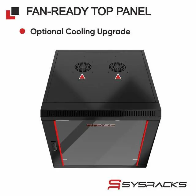 Alt view image 4 of 7 - Sysracks 9U Wall Mount Server Rack Cabinet, 18-Inch Deep, for 19-Inch Equipment, Glass Door