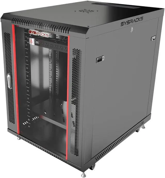 Main image of Sysracks 15U Server Rack Cabinet, 35-Inch Deep, Deployment-Ready for 19-Inch Infrastructure, PDU, Fan and Shelf