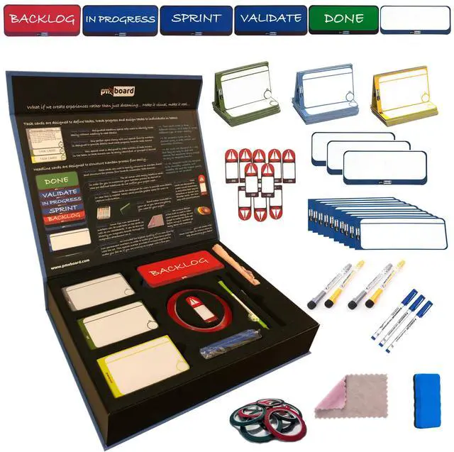 Main image of Agile Management Set Plus, Scrum Board, Kanban Board and Lean Board Full Agile Kit for Office, Home or School, Magnetic Cards Set - Agile Project and Program Management Full Tool Set, 156 Pieces