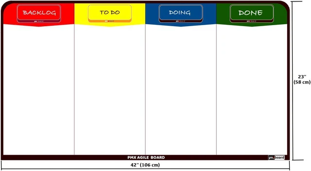 Alt view image 3 of 9 - PMXBOARD Full Magnetic Agile Board Kit, 42" x 23" Kanban & Scrum Dry Erase Project Management Board with Easel, 84 Magnetic Cards, Markers & Accessories