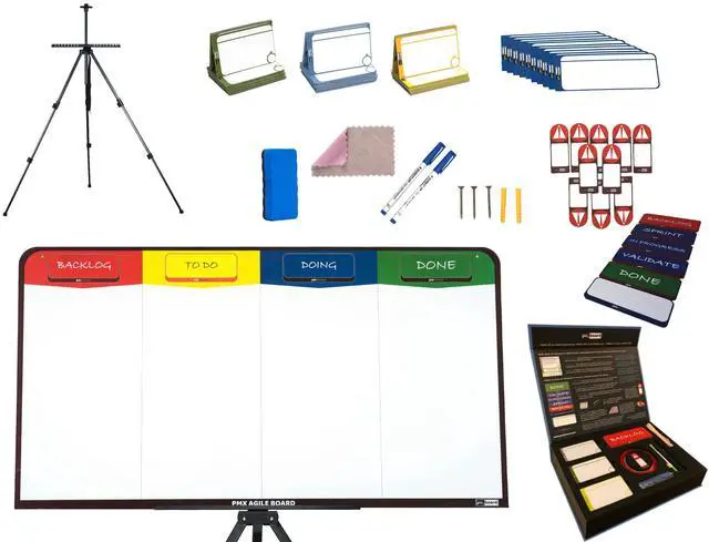 Alt view image 2 of 7 - Agile Management Full Combo Set, Scrum Board, Kanban Board, Lean, Chore. Agile Management Board & Magnetic Cards Set for Office, Home, School. 156 Pieces Agile Magnetic Cards Set and a Magnetic Board