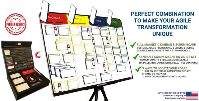 Alt view image 6 of 7 - Agile Management Full Combo Set, Scrum Board, Kanban Board, Lean, Chore. Agile Management Board & Magnetic Cards Set for Office, Home, School. 156 Pieces Agile Magnetic Cards Set and a Magnetic Board