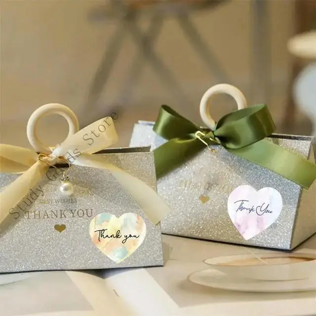 Alt view image 4 of 4 - 500Pcs Heart Thank You Label 25mm Thank You Sticker for Wedding Packaging
