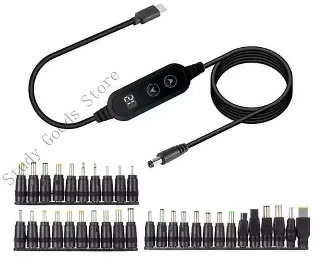 Alt view image 3 of 4 - PD65W USB C to DC5525 Fast Charging Cord 5V 9V 12V 15V 20V 3A Adjustable Power Supply Cable With Multiple Adapters