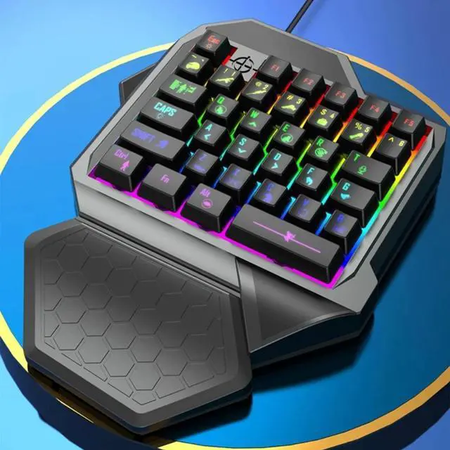 Alt view image 4 of 4 - Handed Gaming Keyboard LED 35 Keys Portable Mini Gaming Keypad Ergonomic