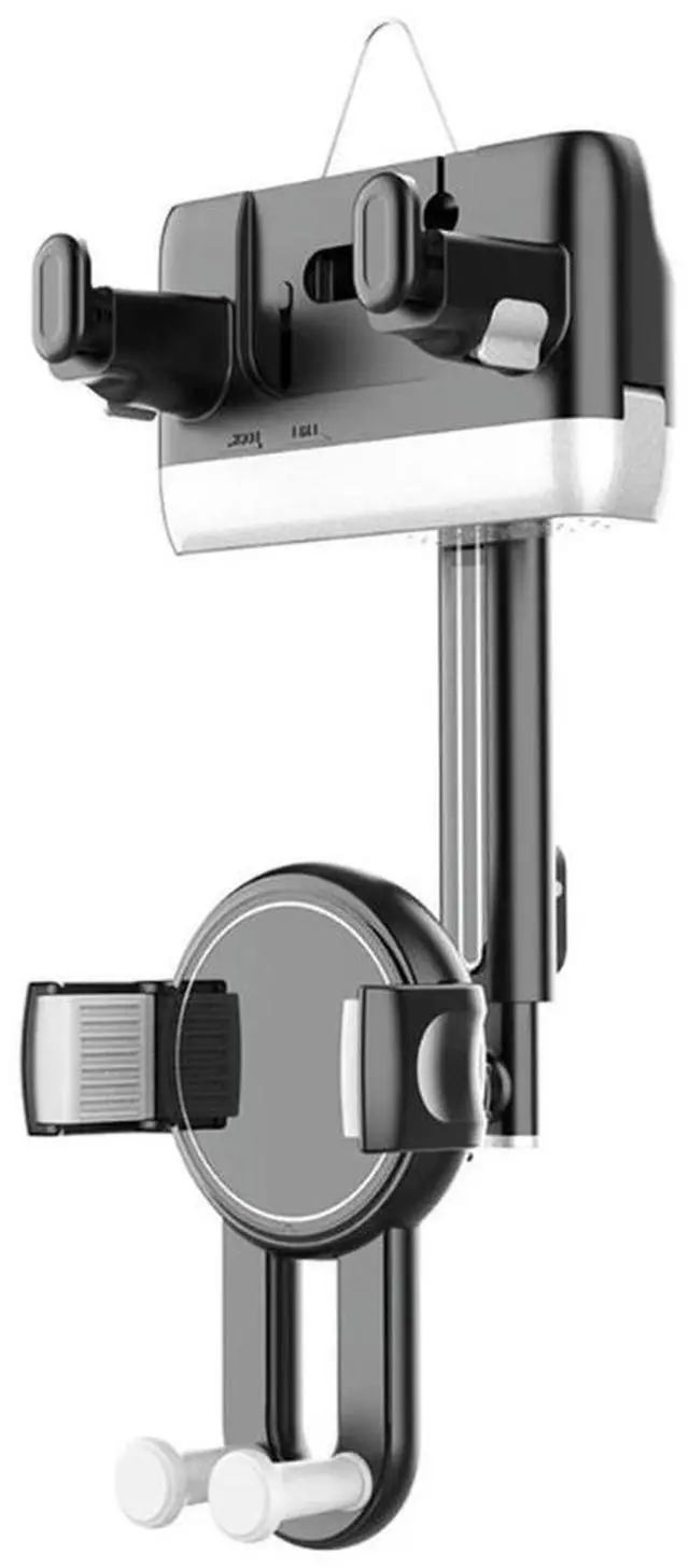 Main image of Car Rearview Mirror Phone Holder Multifunctional 360 Degree Rotating Mount With Extendable Curved Handle For Smartphones