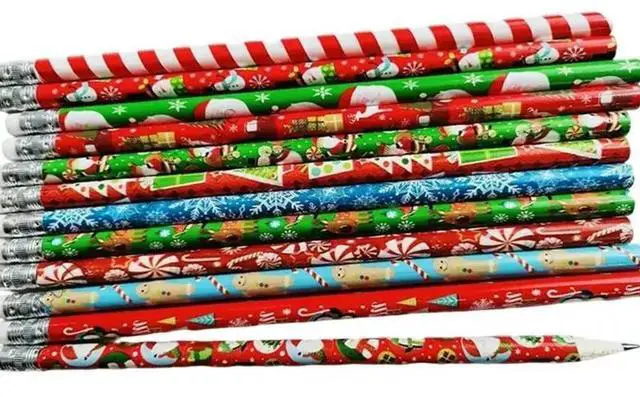 Main image of 48Pcs Cartoon Christmas Themed Pencil with Erasers Drawing Pencil Christmas Stocking Fillers for Kid Student Rewars