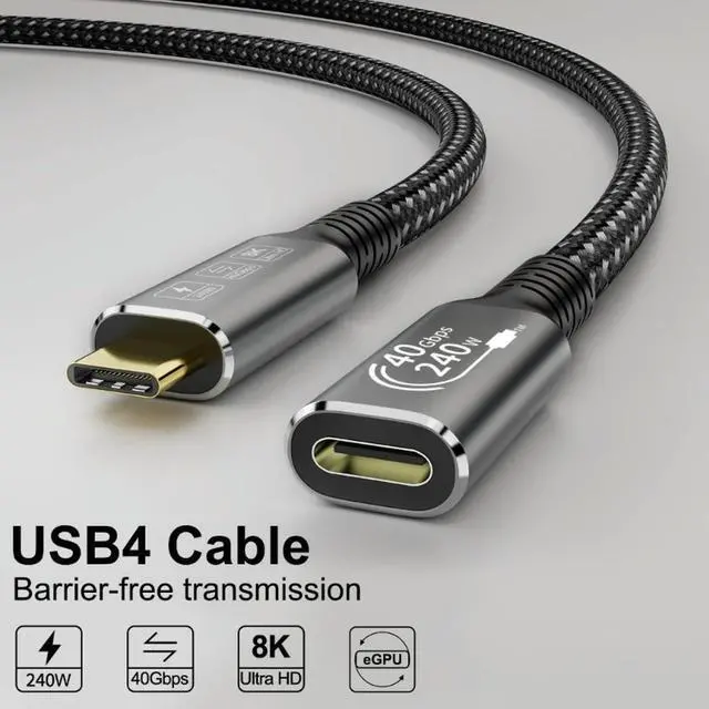 Alt view image 2 of 2 - USB4.0 USB C to USB C Cable 40Gbps 8K@60Hz 240W Fast Charging USB C Data Cord Video Cable for Smartphone Laptops