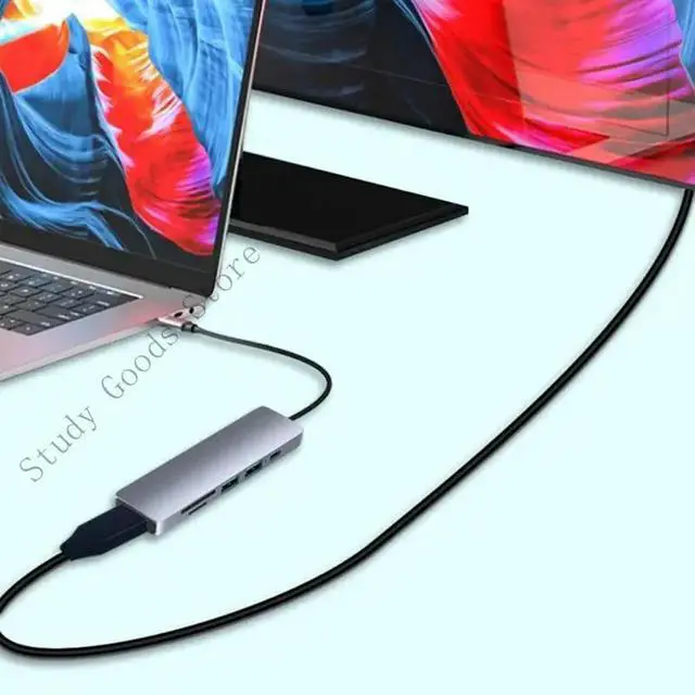 Alt view image 4 of 4 - 8 Port USB Type C Docking Stations Type C Hubs Compatible for Laptops Tablets