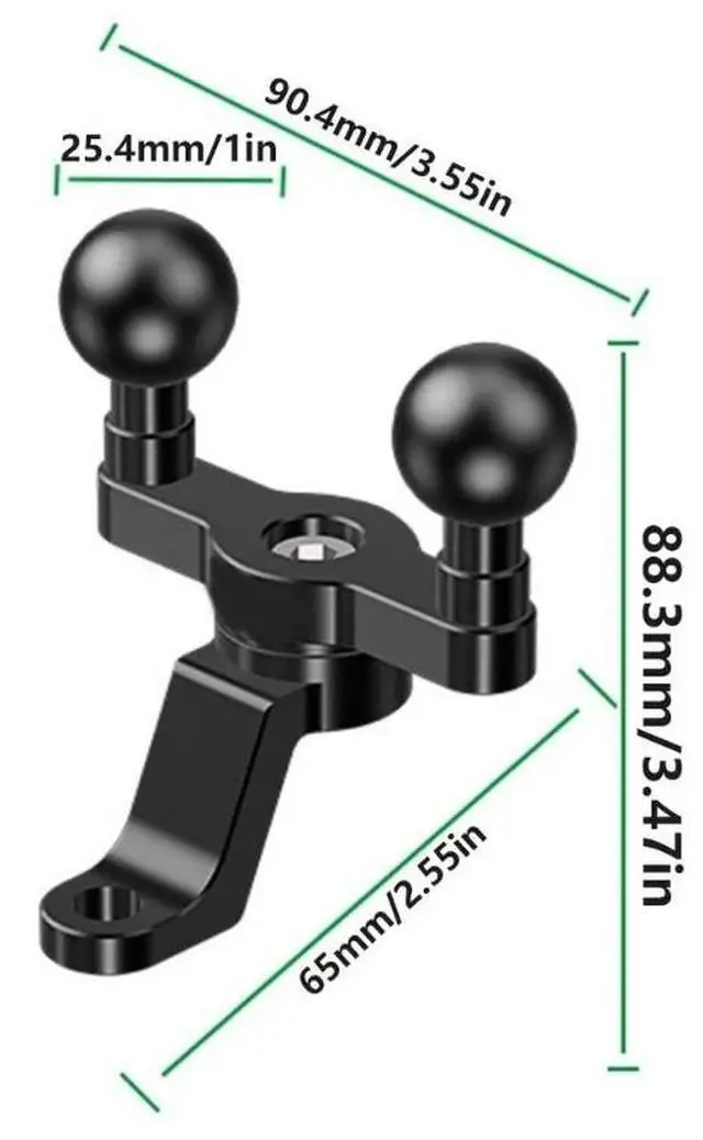 Alt view image 4 of 4 - Motorcycle Front Fork Stem Base Mountimng Holder Stand Double Ballhead Adapter 25.4mm 1in Mount Bracket Black
