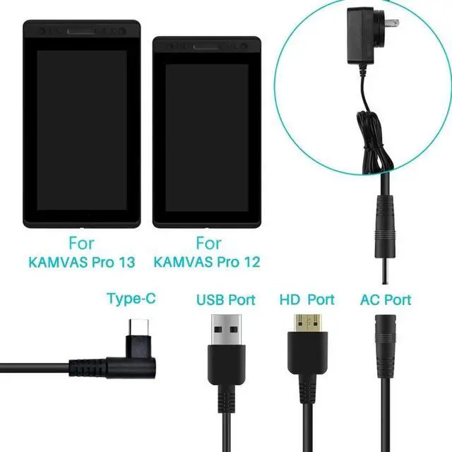 Alt view image 4 of 4 - ForHUION 3 IN 1 Cable CB01 Compatible with Kamvas Pro 12 KamvasPro 13 KamvasPro 16 Pen Tablet Monitor Cable Replacement