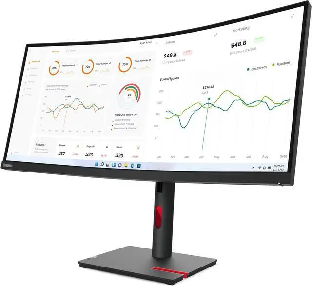 Alt view image 14 of 20 - Lenovo ThinkVision 34 inch Curved Monitor - T34w-30