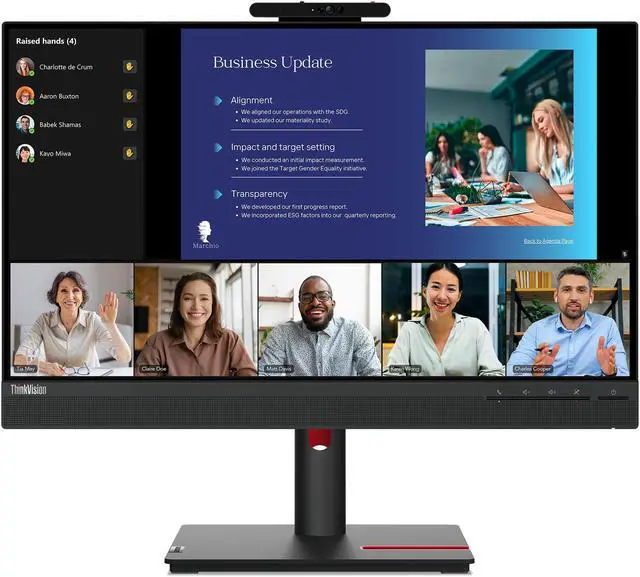 Alt view image 15 of 20 - Lenovo ThinkVision T24v-30 23.8" FHD IPS WEBCAM Speakers Black Monitor Win Hello