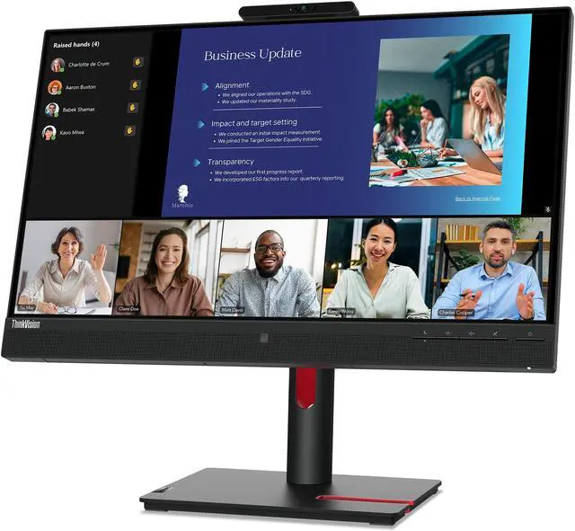 Alt view image 17 of 20 - Lenovo ThinkVision T24v-30 23.8" FHD IPS WEBCAM Speakers Black Monitor Win Hello