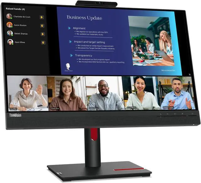 Alt view image 16 of 20 - Lenovo ThinkVision T24v-30 23.8" FHD IPS WEBCAM Speakers Black Monitor Win Hello