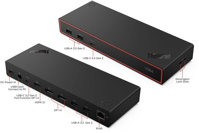 Alt view image 6 of 7 - Lenovo ThinkPad USB4 Dock 5000 (with 135W Adapter)