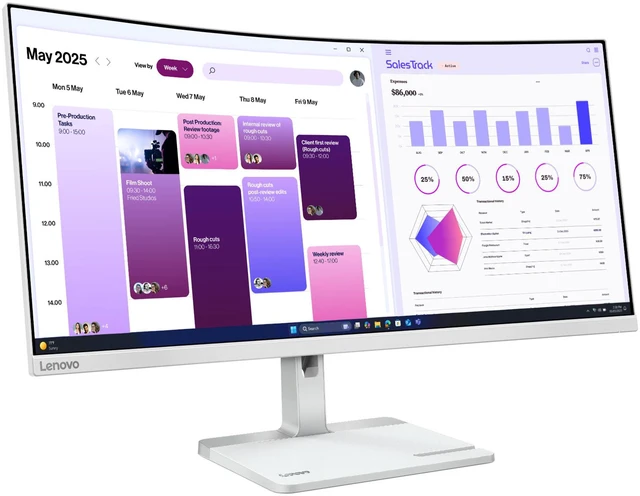 Alt view image 2 of 7 - Lenovo L34W-4C 34-inch VA Curved WQHD 120hz Monitor