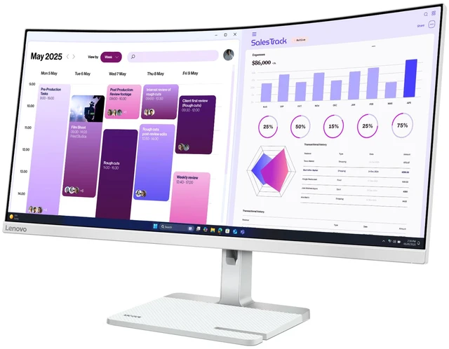 Alt view image 3 of 7 - Lenovo L34W-4C 34-inch VA Curved WQHD 120hz Monitor