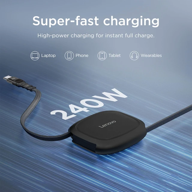 Alt view image 6 of 7 - Lenovo 240W USB-C Retractable Cable