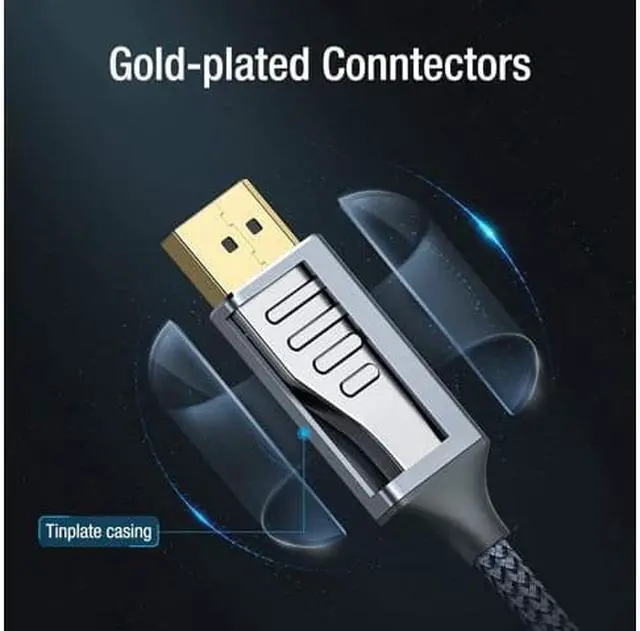 Alt view image 6 of 14 - DisplayPort to HDMI Cable,Capshi [4K UHD] Uni-Directional Nylon Braided Gold-Plated DP to HDMI Cord Display Port to HDMI Male Connector -6 Feet