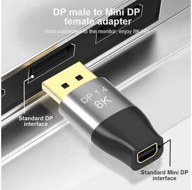Alt view image 2 of 14 - Displayport to Mini DisplayPort 8K Adapter 2-Pack, BolAAzuL Displayport 1.4 Cable Adapter Bi-Directional MDP to DP/DP Male to Mini DP Female Extender Converter 8K(76804320)@60Hz,4K@144Hz,2K@165Hz
