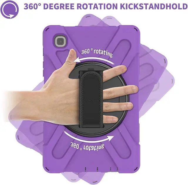 Alt view image 6 of 7 - Galaxy Tab A7 8.7 T220 Shield Case, Shockproof Heavy Duty Impact Drop Protection Case Cover for Samsung Galaxy Tab A 7 SM-T220 SM-T225 (Black/Purple)