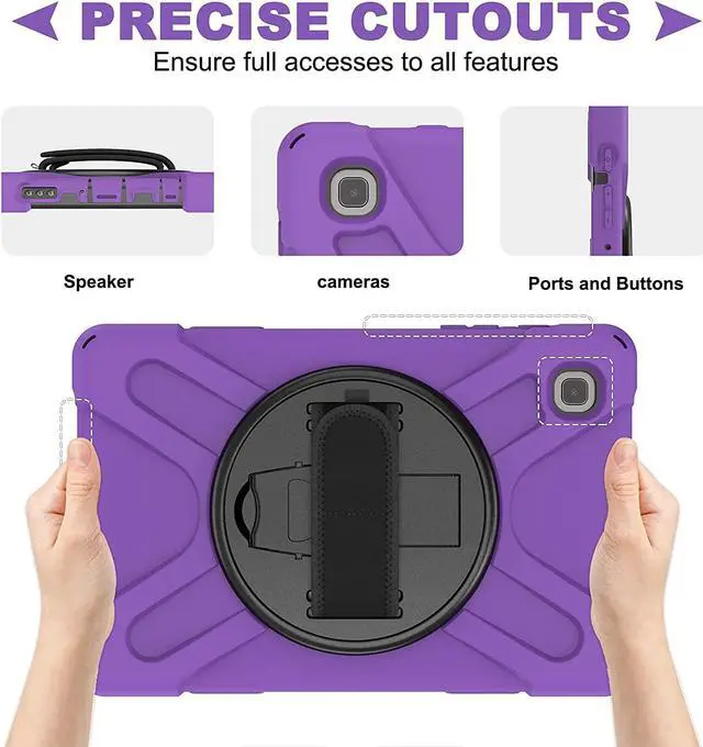 Alt view image 4 of 7 - Galaxy Tab A7 8.7 T220 Shield Case, Shockproof Heavy Duty Impact Drop Protection Case Cover for Samsung Galaxy Tab A 7 SM-T220 SM-T225 (Black/Purple)