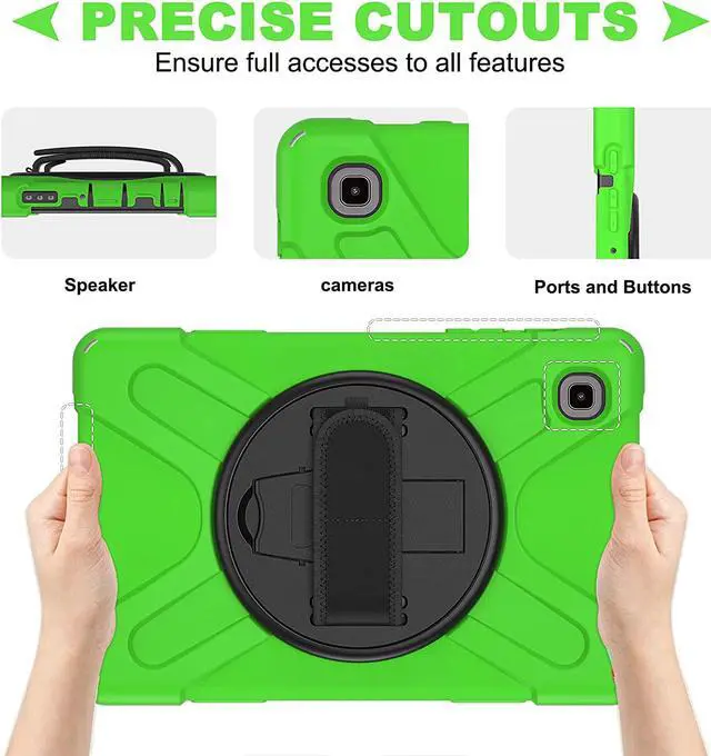 Alt view image 6 of 7 - Galaxy Tab A7 8.7 T220 Shield Case, Shockproof Heavy Duty Impact Drop Protection Case Cover for Samsung Galaxy Tab A 7 SM-T220 SM-T225 (Black/Green)