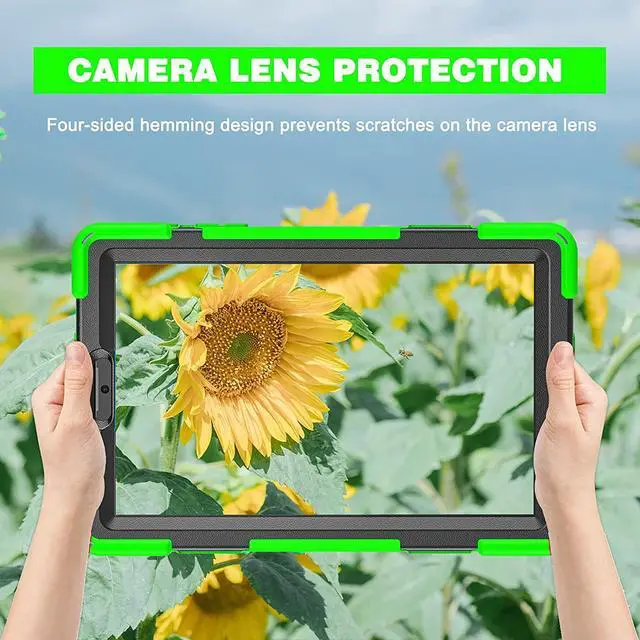 Alt view image 7 of 7 - Galaxy Tab A7 8.7 T220 Shield Case, Shockproof Heavy Duty Impact Drop Protection Case Cover for Samsung Galaxy Tab A 7 SM-T220 SM-T225 (Black/Green)