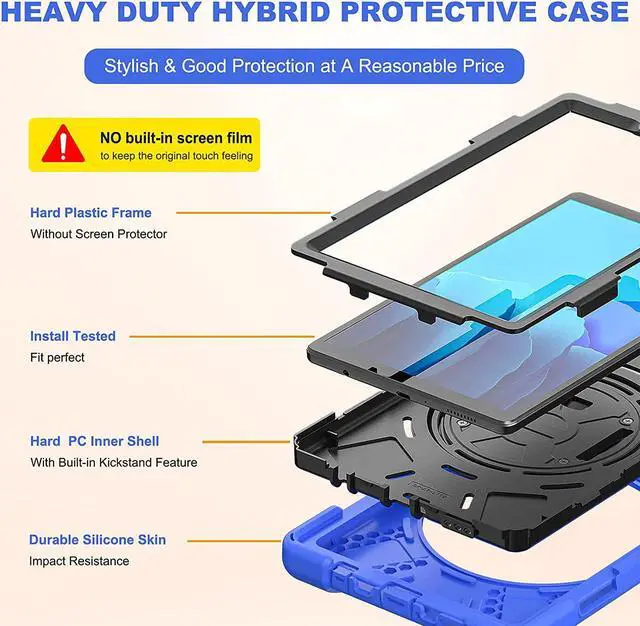 Alt view image 5 of 7 - Galaxy Tab A7 8.7 T220 Shield Case, Shockproof Heavy Duty Impact Drop Protection Case Cover for Samsung Galaxy Tab A 7 SM-T220 SM-T225 (Black/Blue)