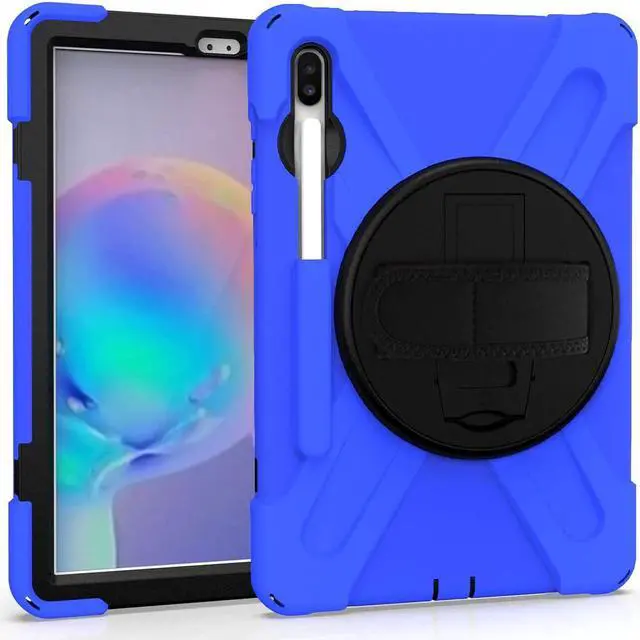Alt view image 5 of 7 - Galaxy Tab S7 Plus 12.4 Case Shockproof Heavy Duty Durable Dual-Layer Cover Kickstand Handstrap Shoulderstrap Sling for Samsung Galaxy Tab S7+ 2020 SM-T970 (Shield Blue)