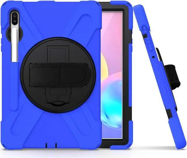 Alt view image 6 of 7 - Galaxy Tab S7 Plus 12.4 Case Shockproof Heavy Duty Durable Dual-Layer Cover Kickstand Handstrap Shoulderstrap Sling for Samsung Galaxy Tab S7+ 2020 SM-T970 (Shield Blue)