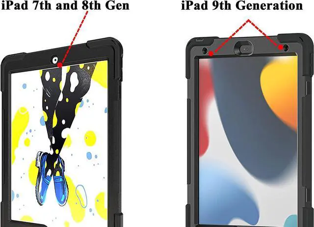 Alt view image 7 of 7 - iPad 9th 8th 7th Gen Case 10.2, Heavy Duty Shockproof Protection, Kickstand, Hand Strap, Pencil Holder Loop, Carry Shoulder Sling for Apple iPad 9th Gen 10.2" [2019/2020/2021] Rainbow Pastel