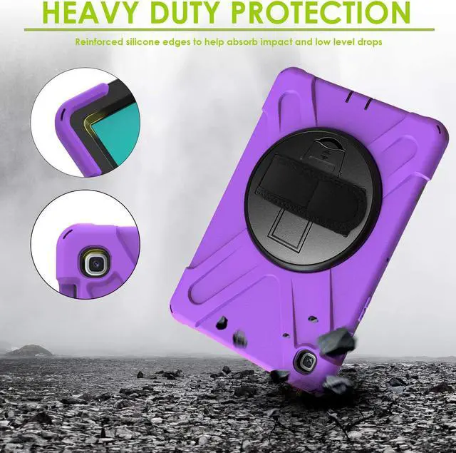Alt view image 7 of 7 - Galaxy Tab A 10.1 Case 2019, T510 T515, Shockproof Heavy Duty Durable Kickstand Shoulder Strap Sling for Samsung Galaxy Tab A 10.1 SM-T510 SM-T515 (Shield Purple)