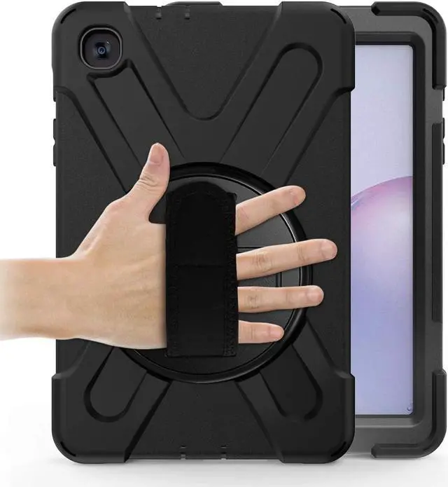 Alt view image 2 of 7 - Galaxy Tab A 8.4 Case, T307/T307U 2020, Heavy Duty Shockproof Durable Case, Stand, Handstrap, Carrying Strap Sling for Samsung Galaxy Tab A 8.4 SM-T307 SM-T307U SMT307 (Shield Black)