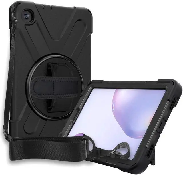 Alt view image 4 of 7 - Galaxy Tab A 8.4 Case, T307/T307U 2020, Heavy Duty Shockproof Durable Case, Stand, Handstrap, Carrying Strap Sling for Samsung Galaxy Tab A 8.4 SM-T307 SM-T307U SMT307 (Shield Black)