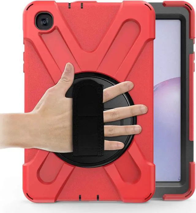Alt view image 2 of 7 - Galaxy Tab A 8.4 Case, T307/T307U 2020, Heavy Duty Shockproof Durable Case, Stand, Handstrap, Carrying Strap Sling for Samsung Galaxy Tab A 8.4 SM-T307 SM-T307U SMT307 (Shield Red)