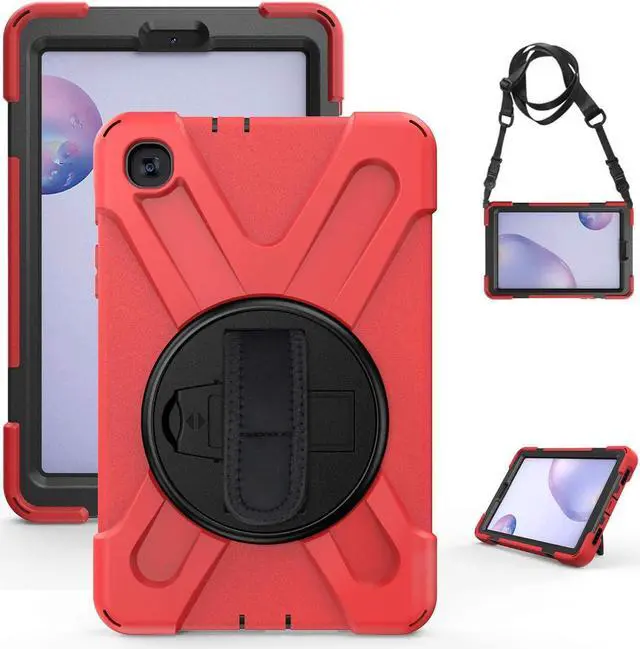 Alt view image 5 of 7 - Galaxy Tab A 8.4 Case, T307/T307U 2020, Heavy Duty Shockproof Durable Case, Stand, Handstrap, Carrying Strap Sling for Samsung Galaxy Tab A 8.4 SM-T307 SM-T307U SMT307 (Shield Red)