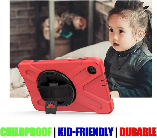 Alt view image 7 of 7 - Galaxy Tab A 8.4 Case, T307/T307U 2020, Heavy Duty Shockproof Durable Case, Stand, Handstrap, Carrying Strap Sling for Samsung Galaxy Tab A 8.4 SM-T307 SM-T307U SMT307 (Shield Red)