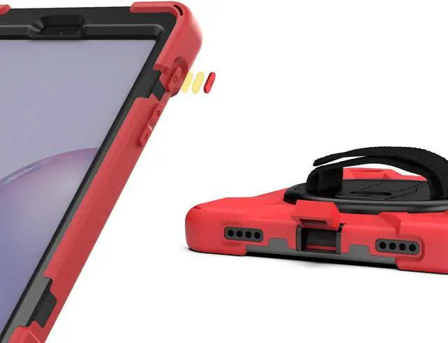 Alt view image 6 of 7 - Galaxy Tab A 8.4 Case, T307/T307U 2020, Heavy Duty Shockproof Durable Case, Stand, Handstrap, Carrying Strap Sling for Samsung Galaxy Tab A 8.4 SM-T307 SM-T307U SMT307 (Shield Red)