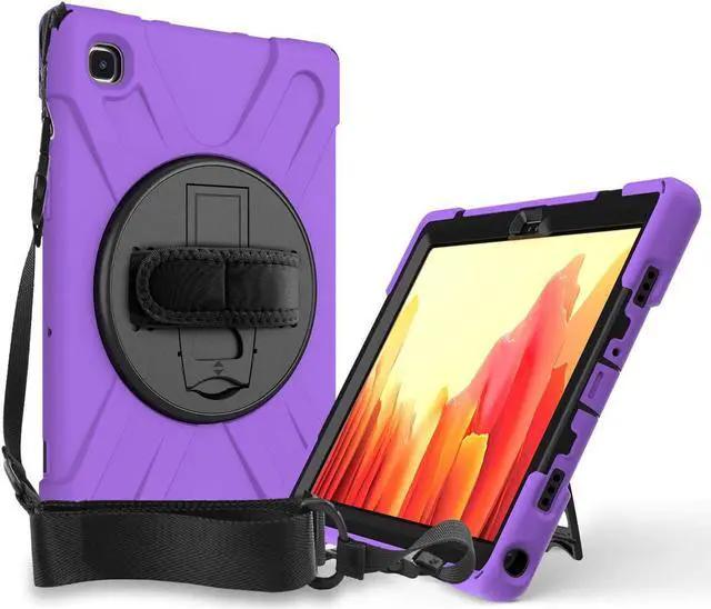 Alt view image 3 of 7 - Galaxy Tab A7 10.4 T500/T505 Case, Heavy Duty Shockproof Case, Cover, Stand, Hand/Palm Grip, Carrying Shoulder Strap Sling for Samsung Galaxy Tab A7 10.4-inch 2020 SM-T500 SM-T505 [Shield Purple]
