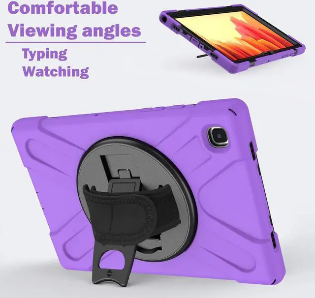 Alt view image 6 of 7 - Galaxy Tab A7 10.4 T500/T505 Case, Heavy Duty Shockproof Case, Cover, Stand, Hand/Palm Grip, Carrying Shoulder Strap Sling for Samsung Galaxy Tab A7 10.4-inch 2020 SM-T500 SM-T505 [Shield Purple]
