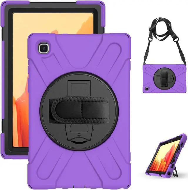 Alt view image 5 of 7 - Galaxy Tab A7 10.4 T500/T505 Case, Heavy Duty Shockproof Case, Cover, Stand, Hand/Palm Grip, Carrying Shoulder Strap Sling for Samsung Galaxy Tab A7 10.4-inch 2020 SM-T500 SM-T505 [Shield Purple]