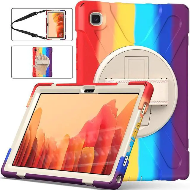 Alt view image 4 of 4 - Galaxy Tab A7 10.4 T500/T505 Case, Heavy Duty Shockproof Case, Cover, Stand, Hand/Palm Grip, Carrying Shoulder Strap Sling for Samsung Galaxy Tab A7 10.4" 2020 SM-T500 SM-T505 [Rainbow]