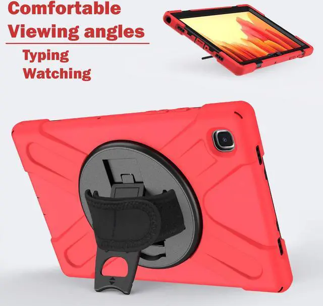 Alt view image 6 of 7 - Galaxy Tab A7 10.4 T500/T505 Case, Heavy Duty Shockproof Case, Cover, Stand, Hand/Palm Grip, Carrying Shoulder Strap Sling for Samsung Galaxy Tab A7 10.4-inch 2020 SM-T500 SM-T505 [Shield Red]