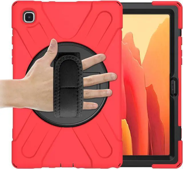 Alt view image 7 of 7 - Galaxy Tab A7 10.4 T500/T505 Case, Heavy Duty Shockproof Case, Cover, Stand, Hand/Palm Grip, Carrying Shoulder Strap Sling for Samsung Galaxy Tab A7 10.4-inch 2020 SM-T500 SM-T505 [Shield Red]