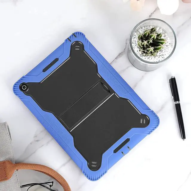 Alt view image 2 of 7 - iPad 7th 8th Case, Heavy Duty Rugged Bumper Dual-Layer Protection Cover with Kickstand for Apple iPad 10.2" 7th 8th Gen 2019/2020 [Black in / Blue Out]