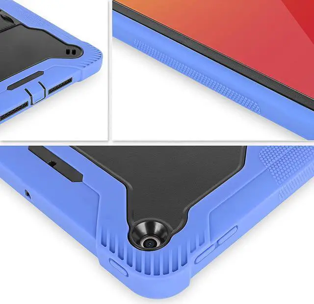 Alt view image 5 of 7 - iPad 7th 8th Case, Heavy Duty Rugged Bumper Dual-Layer Protection Cover with Kickstand for Apple iPad 10.2" 7th 8th Gen 2019/2020 [Black in / Blue Out]