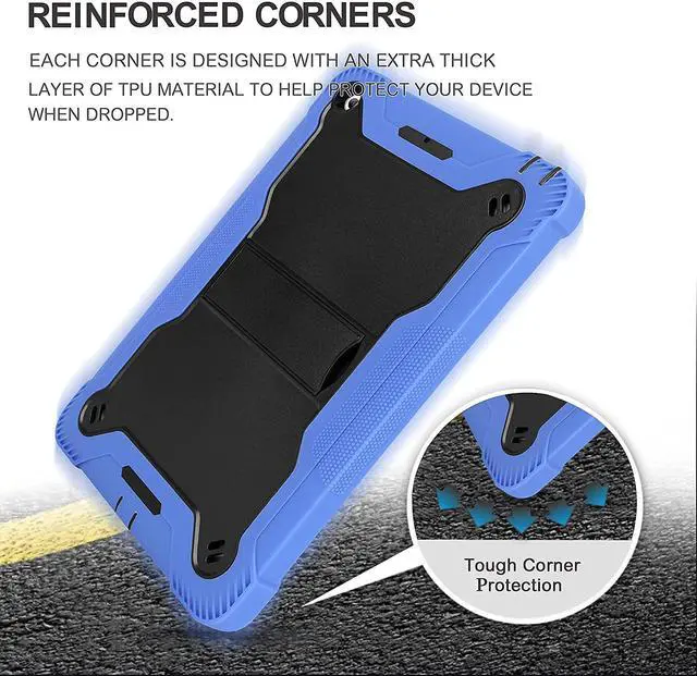 Alt view image 7 of 7 - iPad 7th 8th Case, Heavy Duty Rugged Bumper Dual-Layer Protection Cover with Kickstand for Apple iPad 10.2" 7th 8th Gen 2019/2020 [Black in / Blue Out]