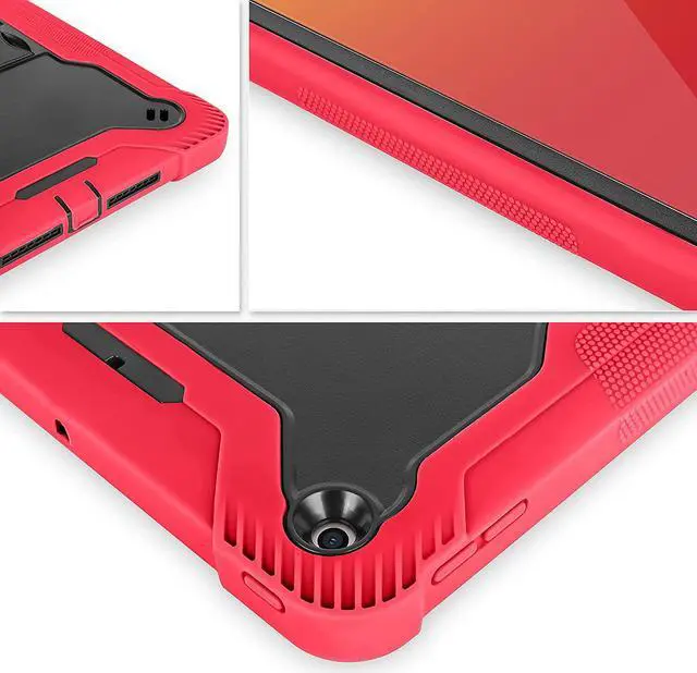 Alt view image 5 of 7 - iPad 7th 8th Case, Heavy Duty Rugged Bumper Dual-Layer Protection Cover with Kickstand for Apple iPad 10.2" 7th 8th Gen 2019/2020 [Black in / Red Out]